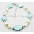 Fashion Blue Pearl Shell Beaded Anklet